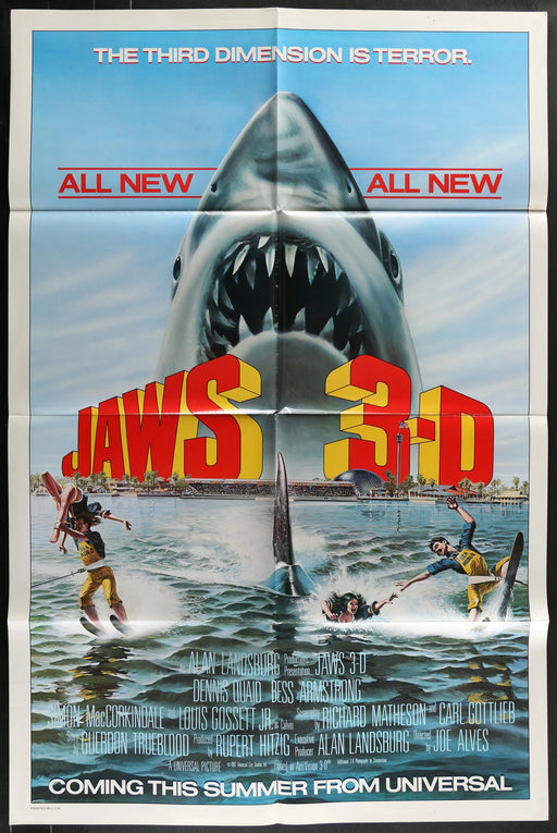 Jaws 3-D (1983) Original Horror Movie Poster Folded 27x41