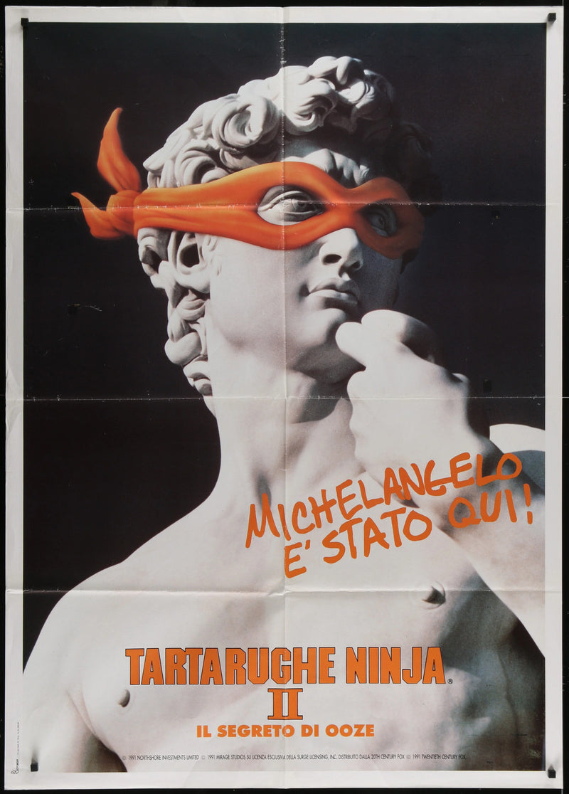 Teenage Mutant Ninja Turtles II (1991) Italian 1P Poster Michelangelo 39x55