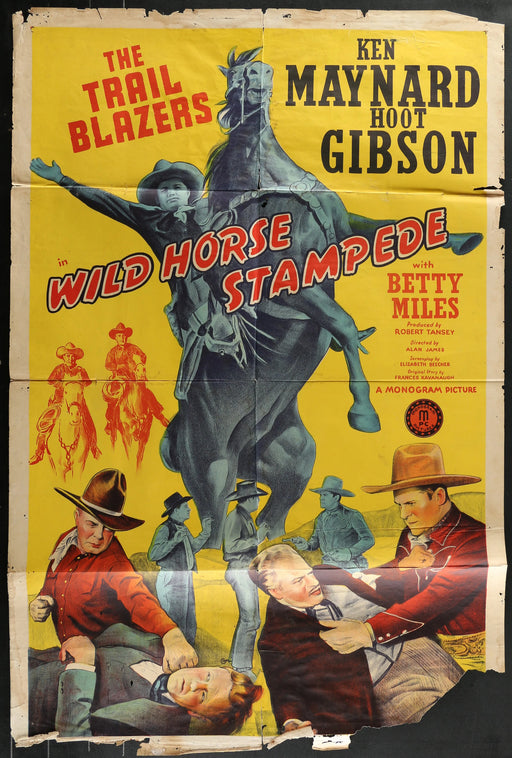 Wild Horse Stampede (1943) Original Movie Poster Folded 27x41
