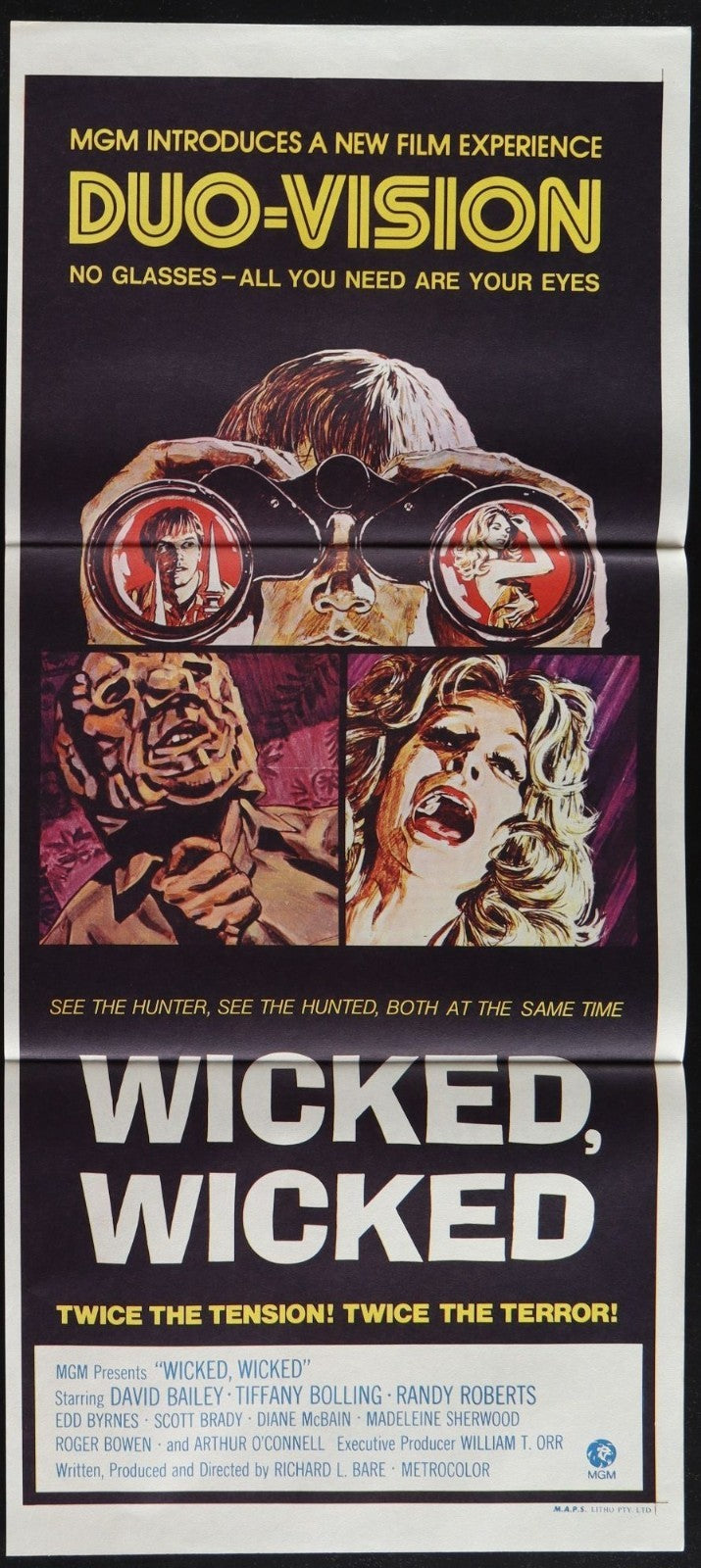 Wicked, Wicked (1973) Original Australian Daybill Movie Poster Folded 13x30