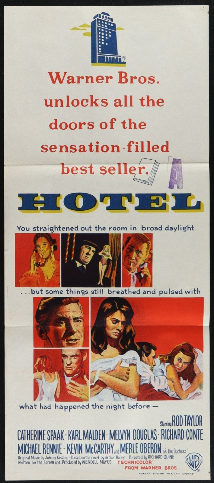 Hotel (1967) Original Australian Daybill Movie Poster Folded 13x30