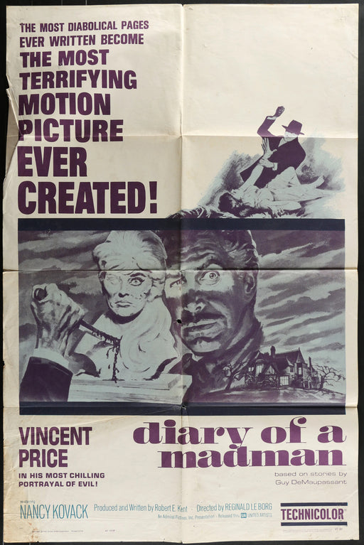 Diary of a Madman (1963) Original Movie Poster Folded 27x41