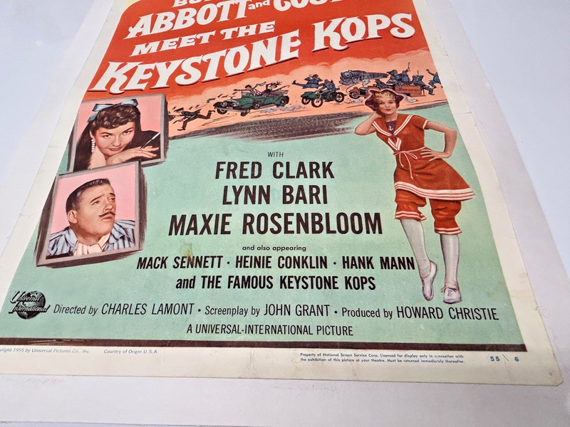 Abbott & Costello Meet the Keystone Kops (1955) Insert Poster 14x36 Linenbacked