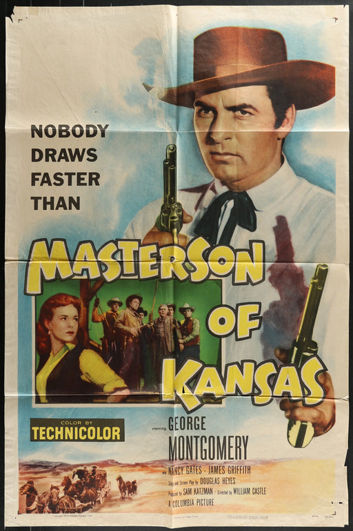 Masterson of Kansas (1954) Original Western Movie Poster Folded 27x41