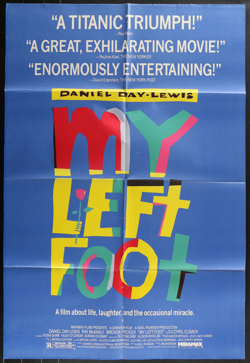 My Left Foot (1989) Original Movie Poster Folded 27x41
