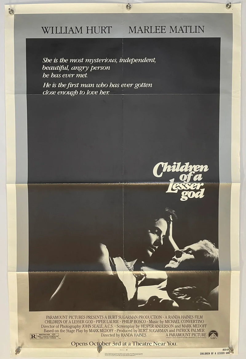 Children of a Lesser God (1986) Original Movie Poster 27x41