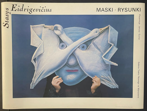 Stasys Eidrigevičius – Maski Rysunki (1987) Original Polish Poster 26x35
