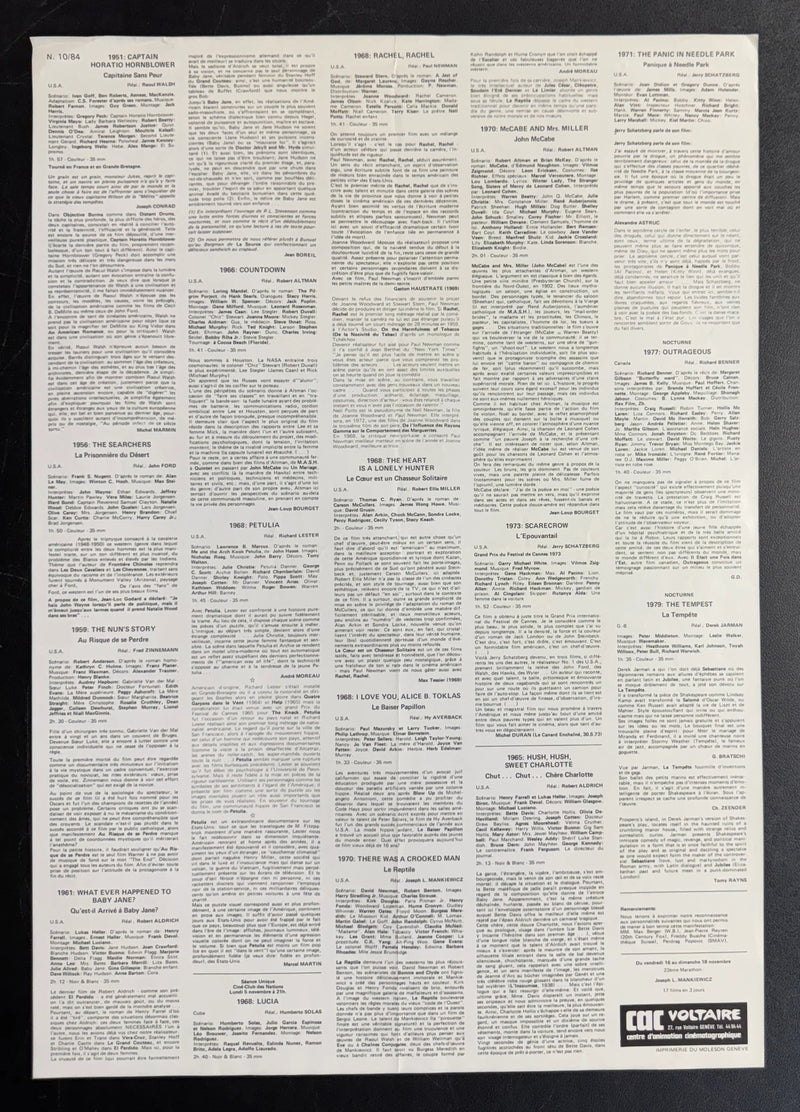 CAC Voltaire – Warner Bros. Retrospective (1984) Orig Poster Folded 15.75x22.75