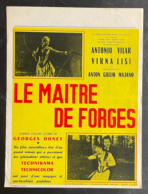 Le Maître de Forges (1959) French Film Poster 12x15.75