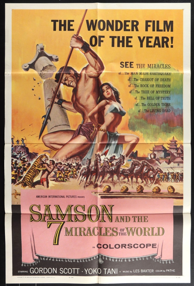 Samson and the 7 Miracles of the World (1961) Original Movie Poster Folded 27x41