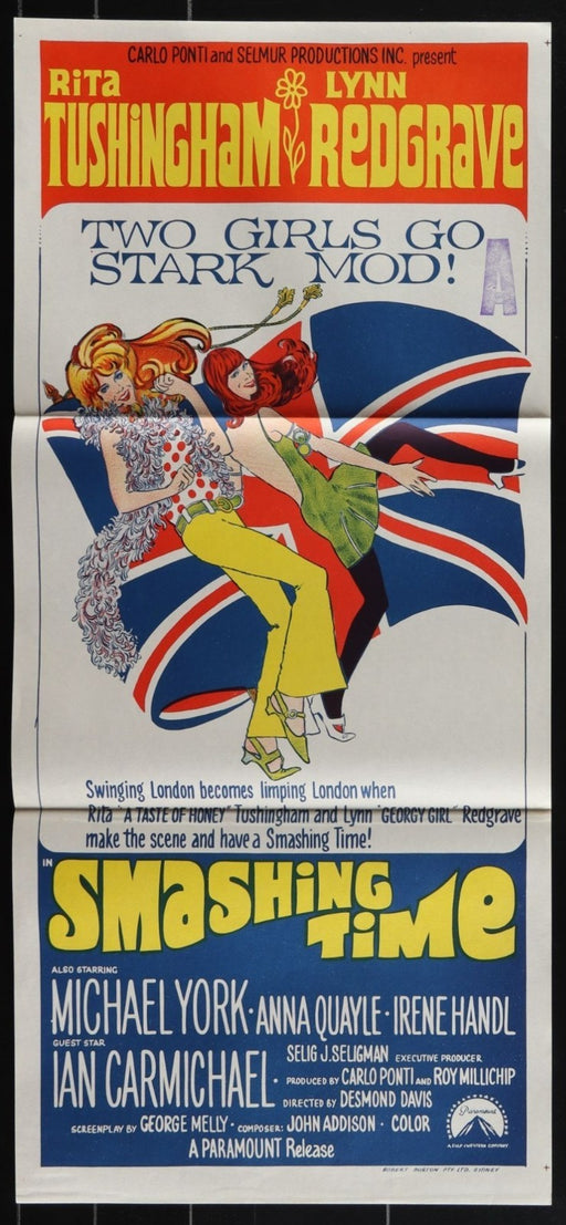 Smashing Time (1967) Original Australian Daybill Movie Poster Folded 13x30