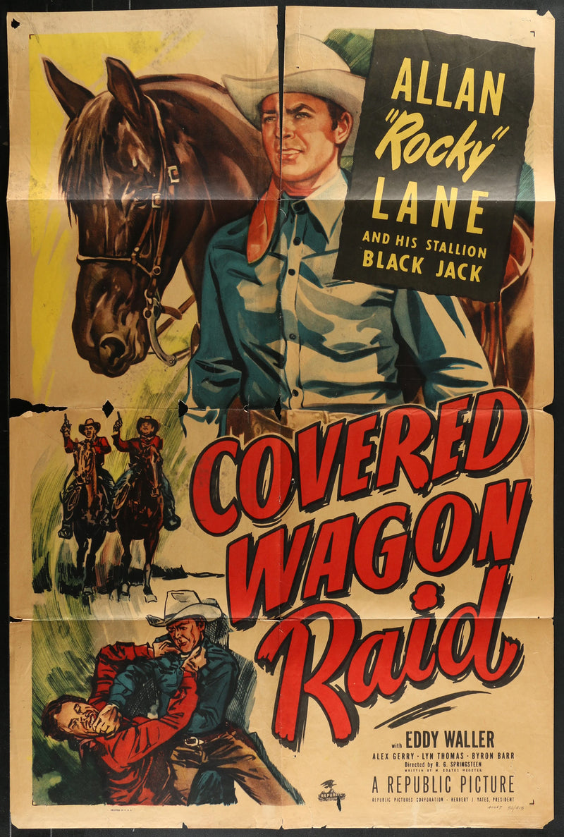 Covered Wagon Raid (1952) Original Western Movie Poster Folded 27x41
