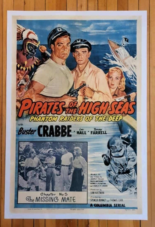 Pirates of the High Seas (1950) Linenbacked Restored Columbia Serial Poster