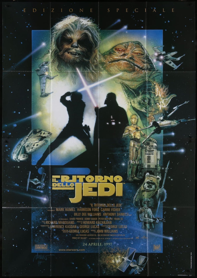 Return of the Jedi (R1997) Original Italian Two-panel Folded Movie Poster 55x78