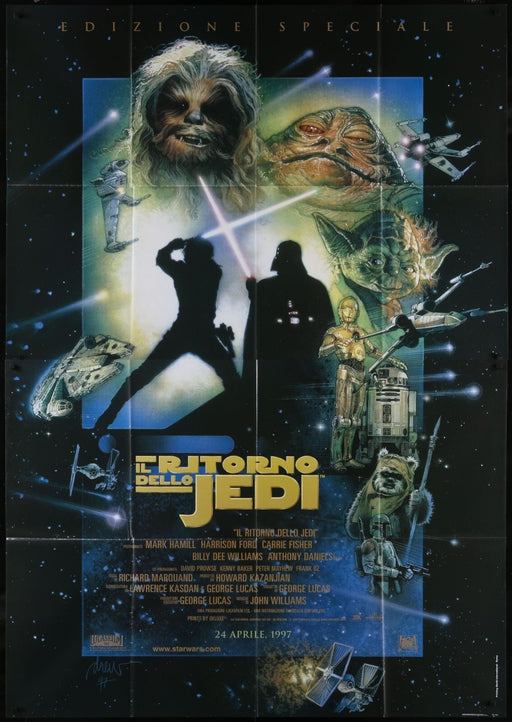 Return of the Jedi (R1997) Original Italian Two-panel Folded Movie Poster 55x78