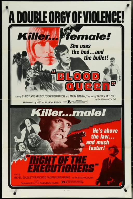 Blood Queen/Night of the Executioners (1973) Original Movie Poster Folded 27x41