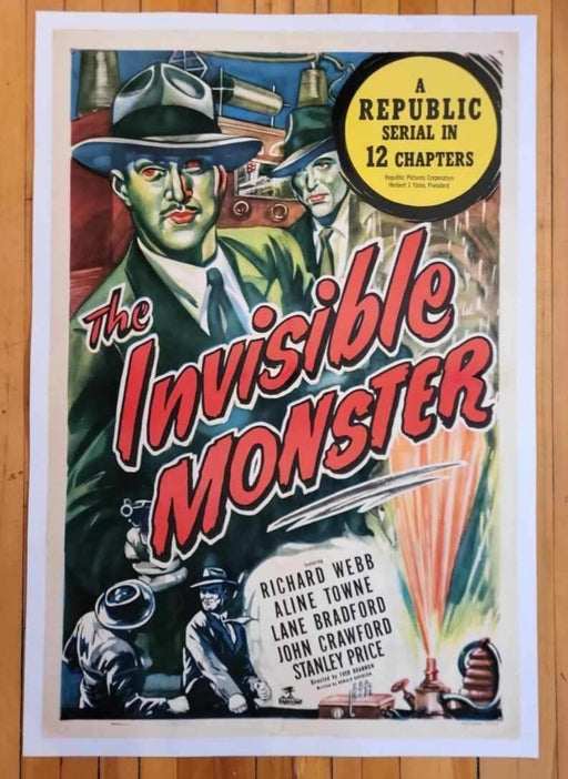 The Invisible Monster (1950) Linenbacked Republic Serial Poster 27x41