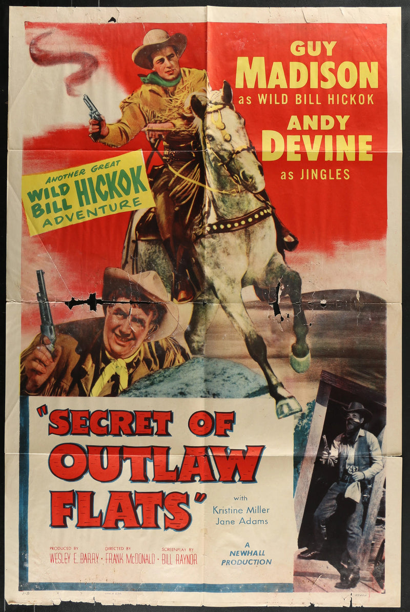 Secret of Outlaw Flats (1953) Original Western Movie Poster Folded 27x41