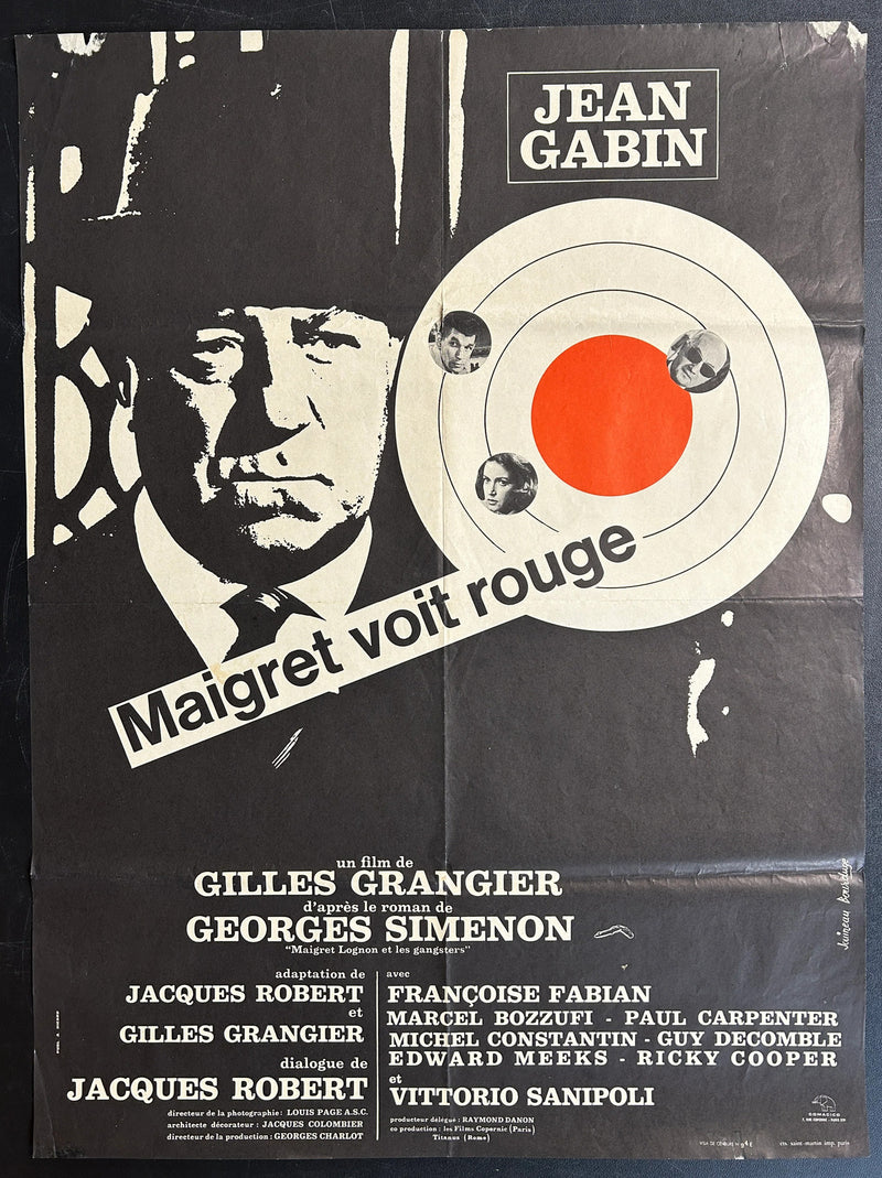 Maigret voit rouge (1963) Original French Movie Poster Folded 27x39