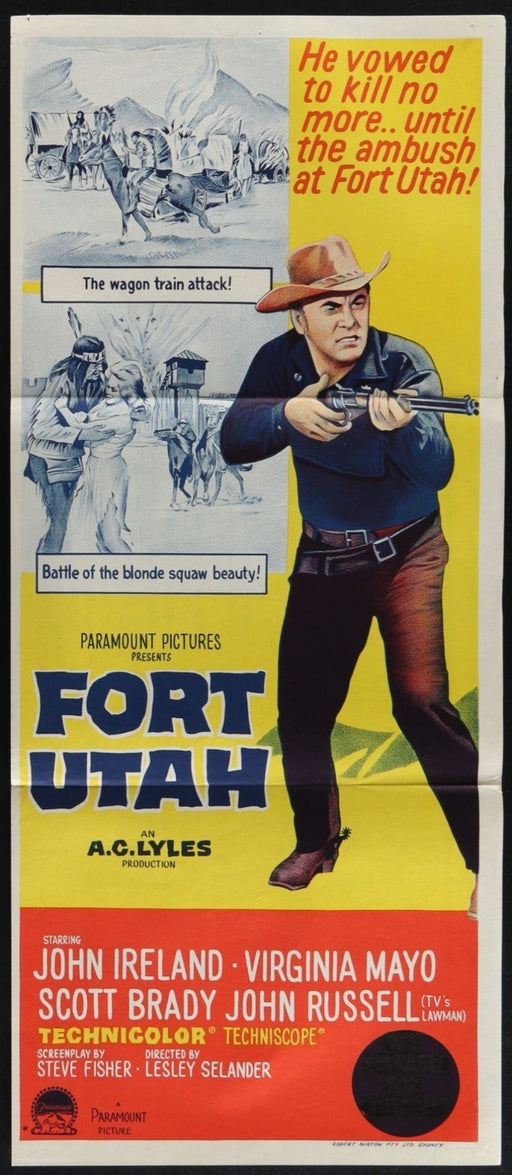 Fort Utah (1967) Original Australian Daybill Movie Poster Folded 13x30