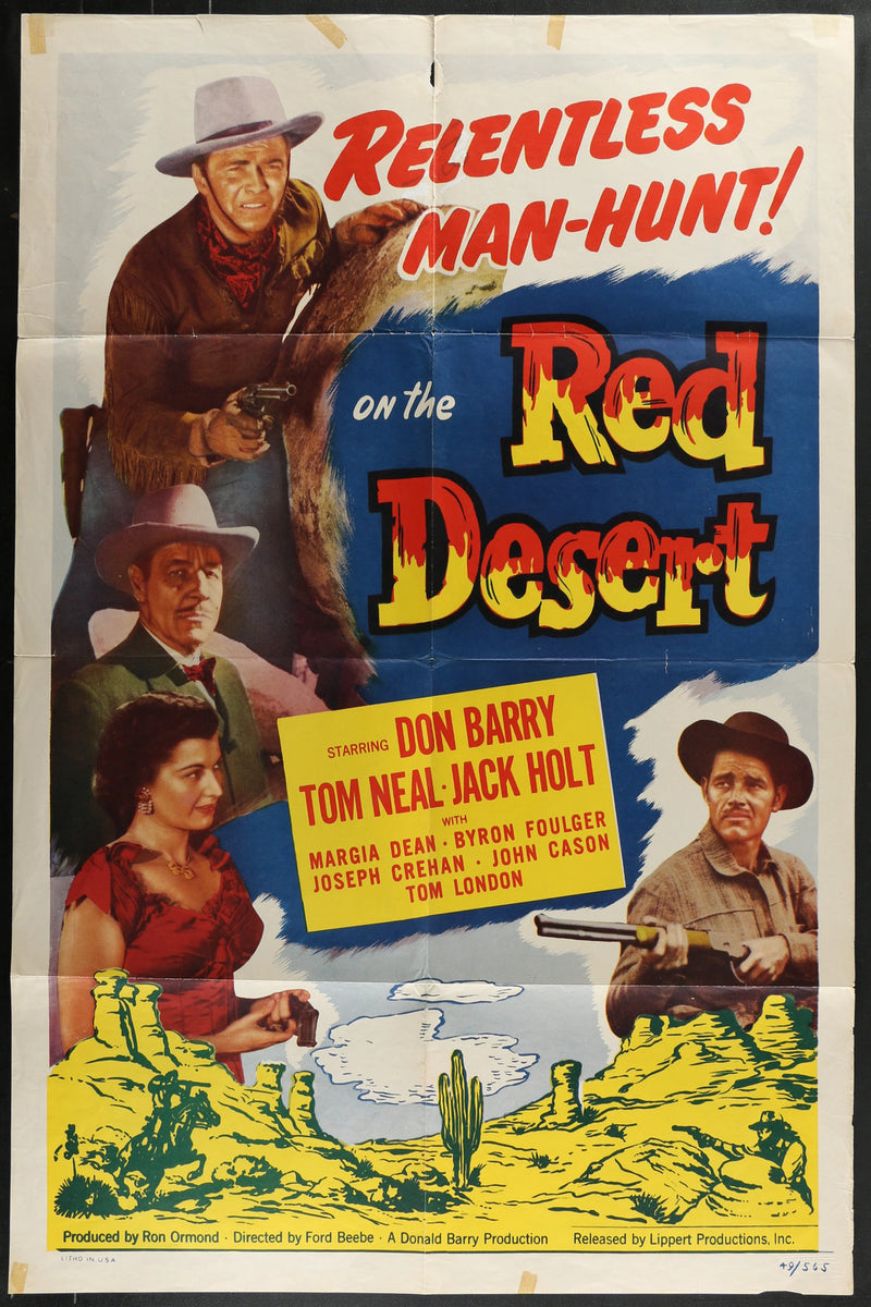 Red Desert (1949) Original Western Movie Poster Folded 27x41