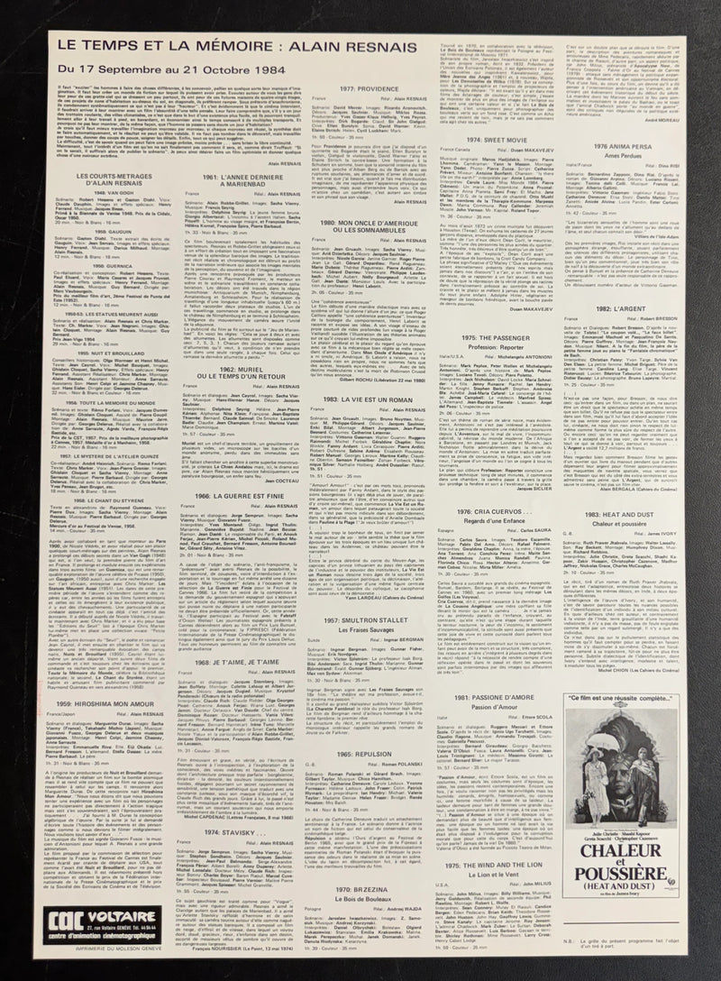 Alain Resnais (1984) CAC Voltaire Poster Rolled 15.75x22.75