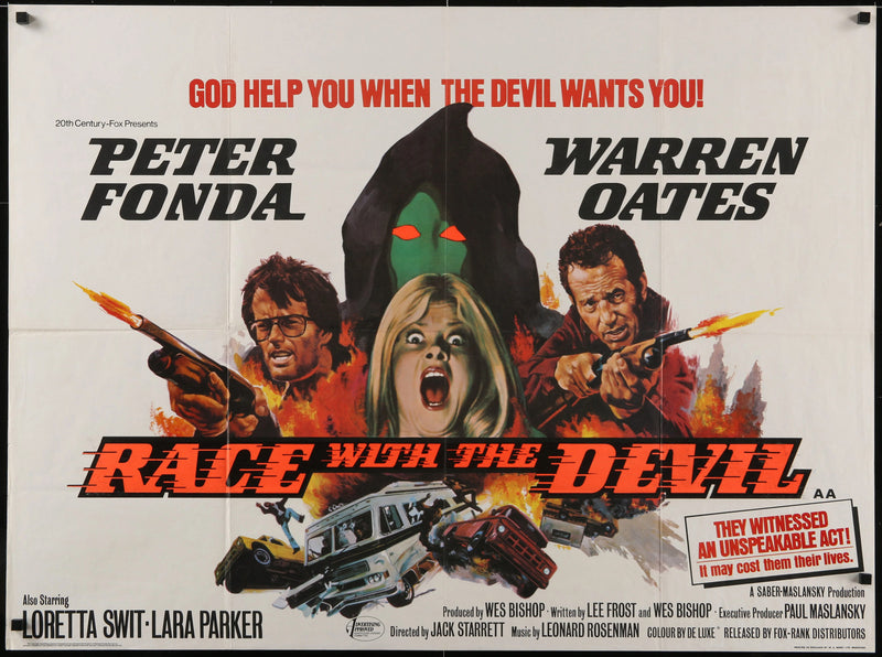 Race with the Devil (1975) British Quad Original Movie Poster 30x40 Fonda Oates