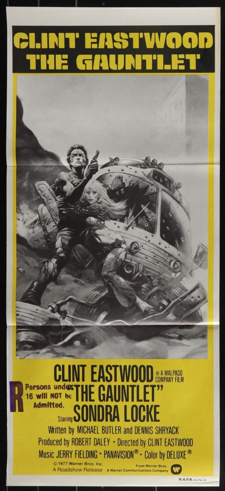 The Gauntlet (1977) Original Australian Daybill Movie Poster Folded 13x30