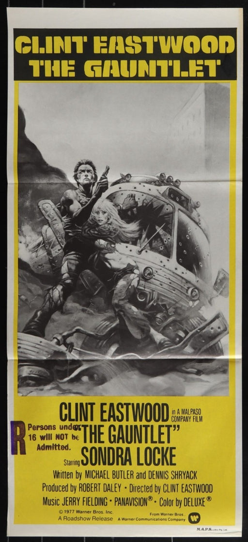 The Gauntlet (1977) Original Australian Daybill Movie Poster Folded 13x30