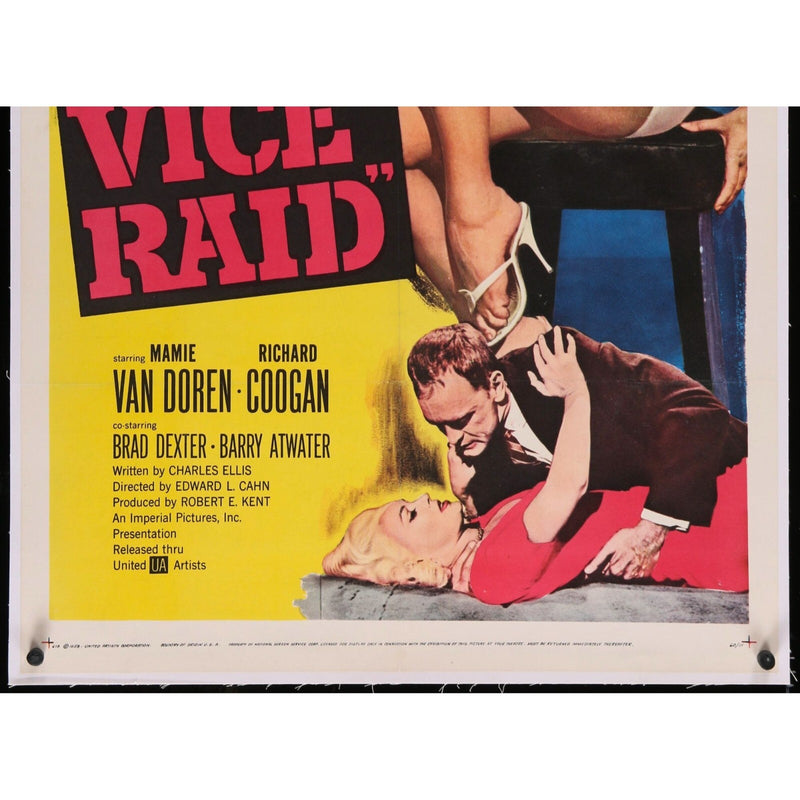 VICE RAID (1960) Original Linenbacked Movie Poster 27x41 Mamie Van Doren