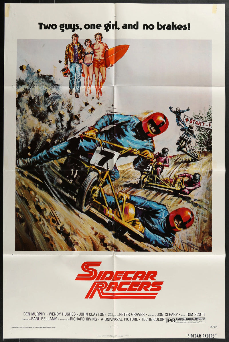Sidecar Racers (1975) Original Movie Poster Folded 27x41