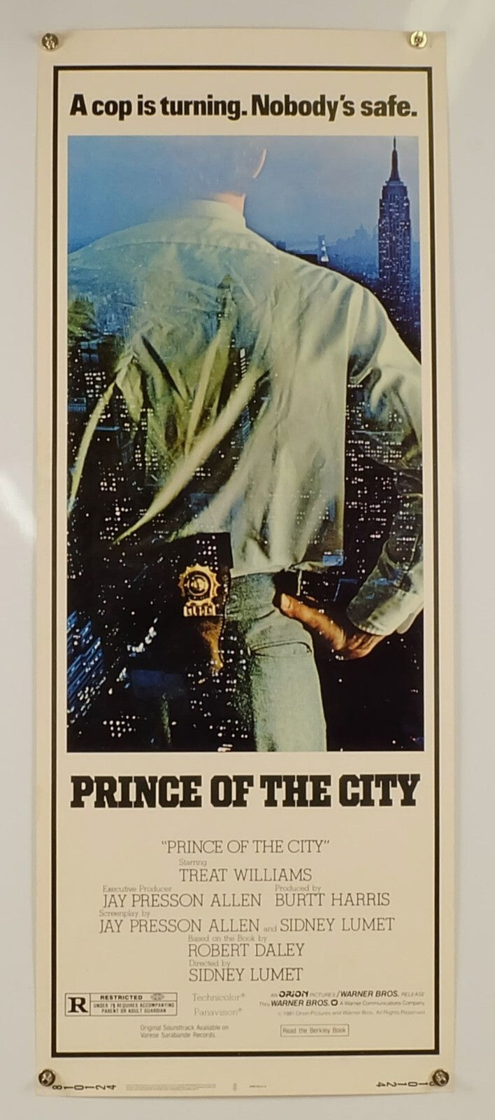 Prince of the City (1981) Original Movie Poster Rolled Insert 14x36