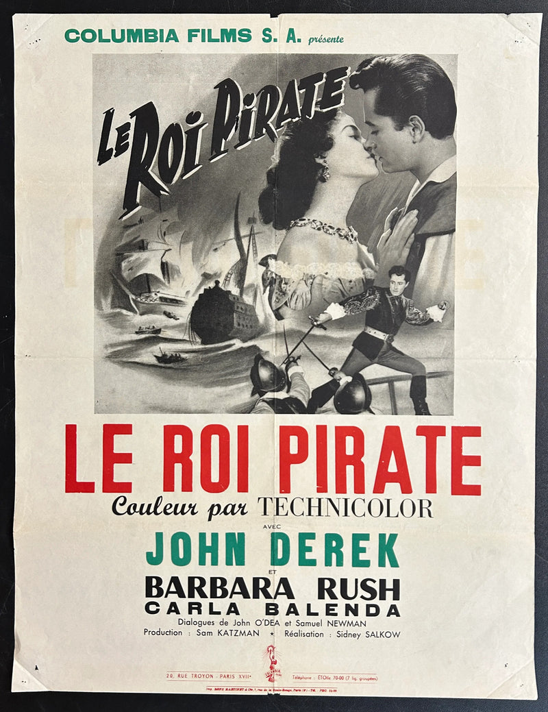 Le Roi Pirate (1953) Original French Movie Poster Folded 25x32