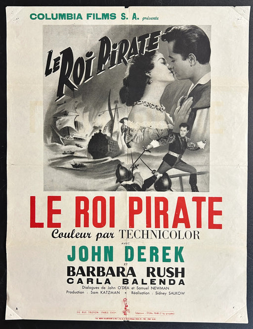 Le Roi Pirate (1953) Original French Movie Poster Folded 25x32