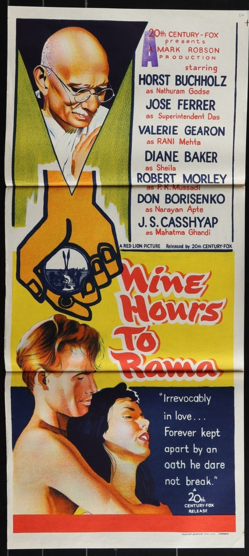 Nine Hours to Rama (1963) Original Australian Daybill Movie Poster Folded 13x30