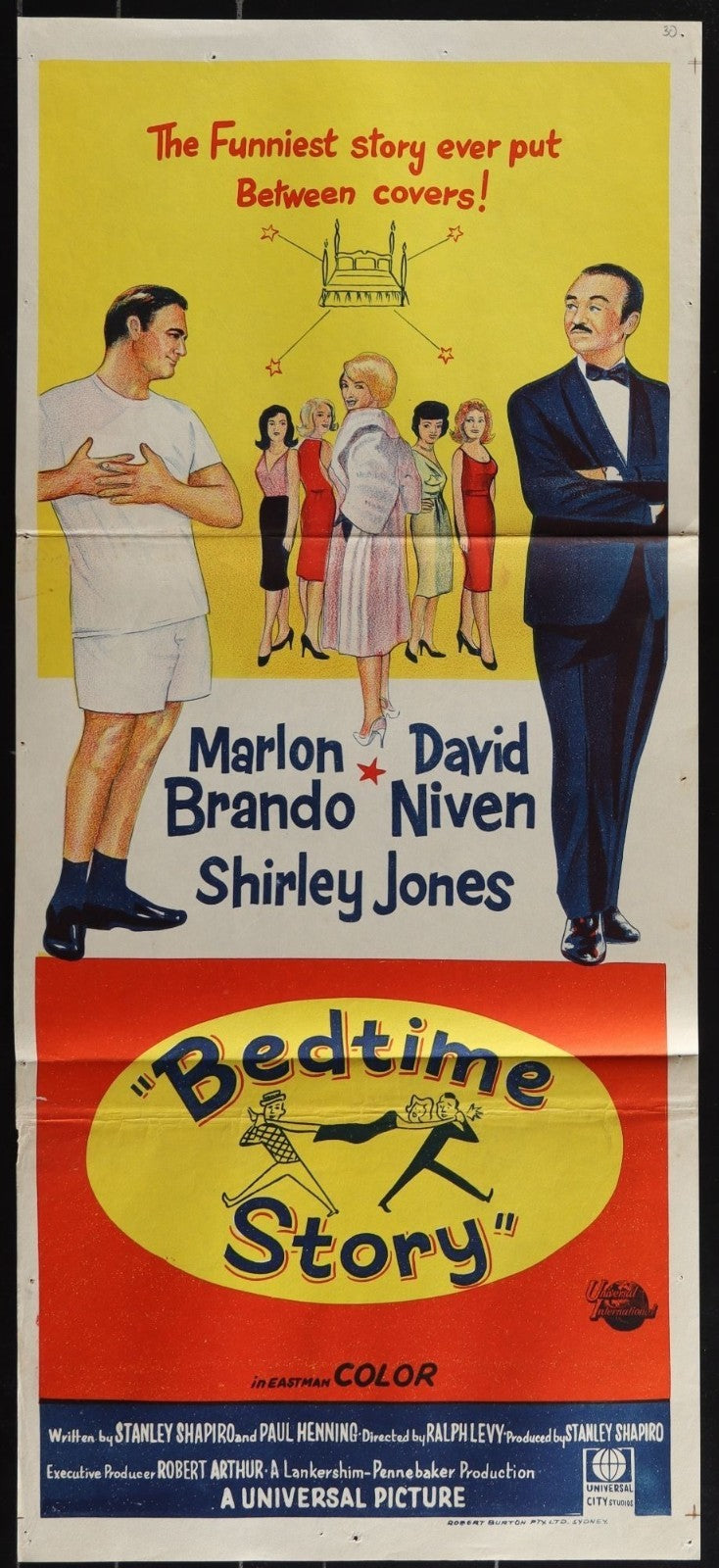 Bedtime Story (1964) Original Australian Daybill Movie Poster Folded 13x30