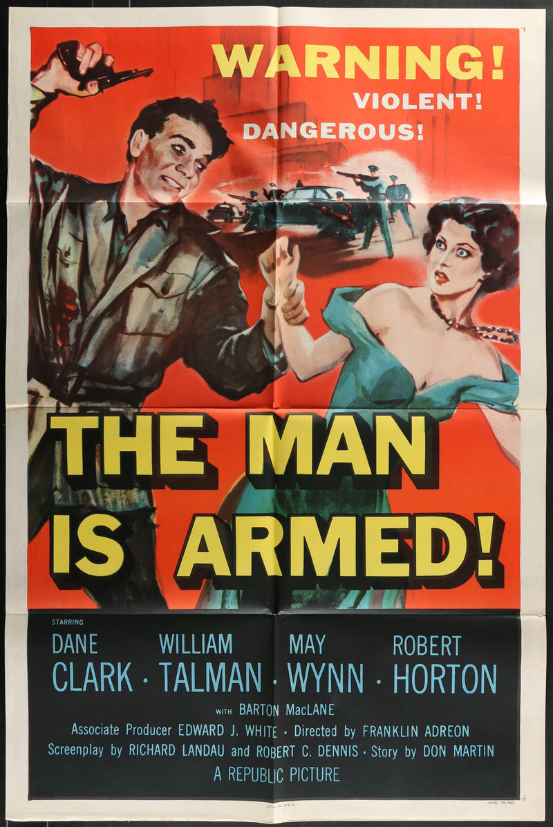 The Man Is Armed (1956) Original Movie Poster Folded 27x41