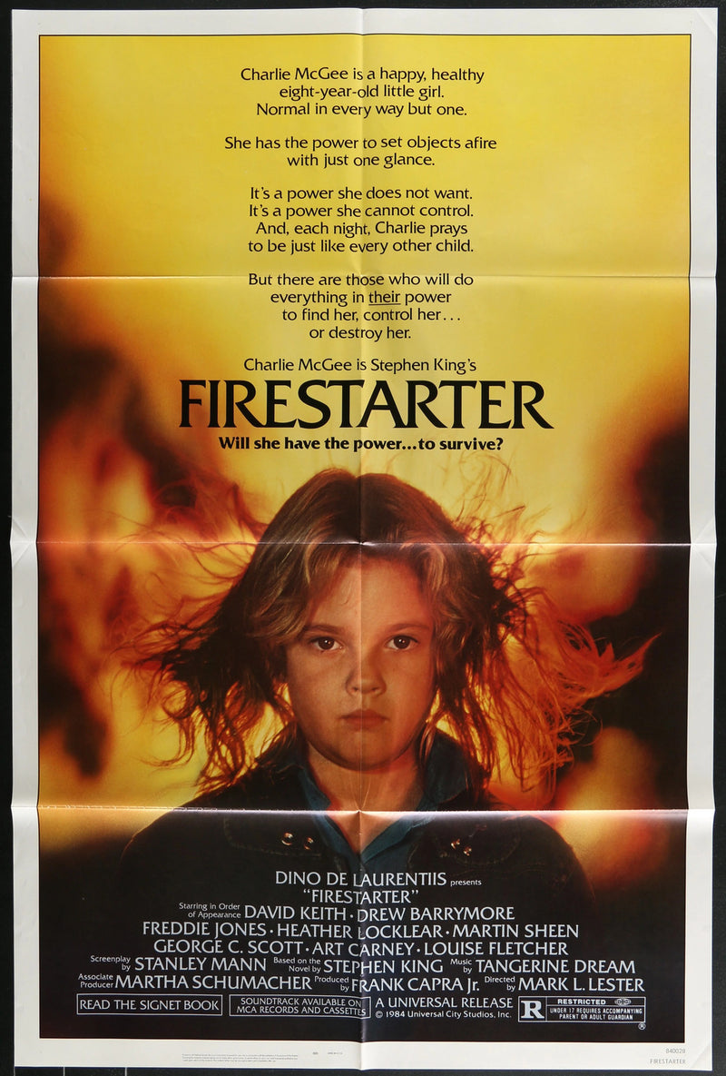 Firestarter (1984) Original Movie Poster Folded 27x41