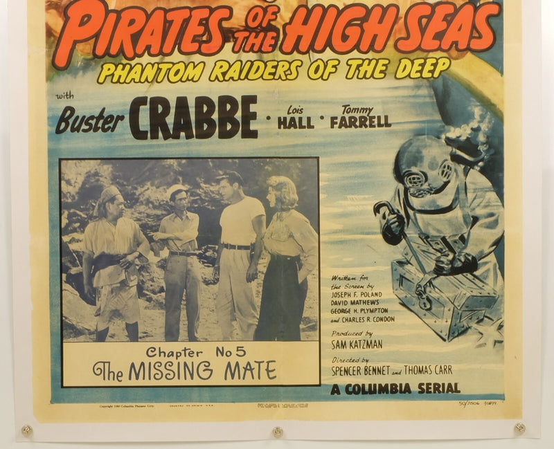 Pirates of the High Seas (1950) Linenbacked Restored Columbia Serial Poster