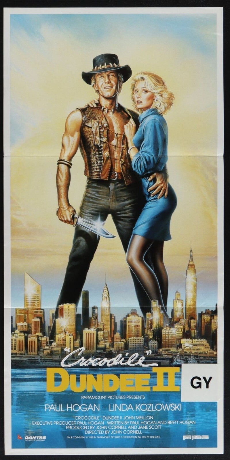 Crocodile Dundee II (1988) Original Australian Daybill Poster Folded 13x28