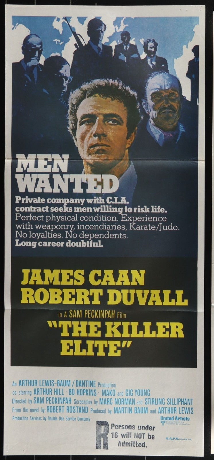 The Killer Elite (1975) Original Australian Daybil Movie Poster Folded 13x30