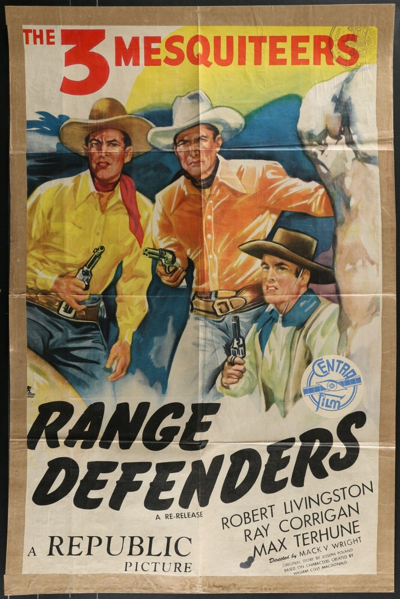 Range Defenders (1937) Original Paperbacked Movie Poster Folded 27x41