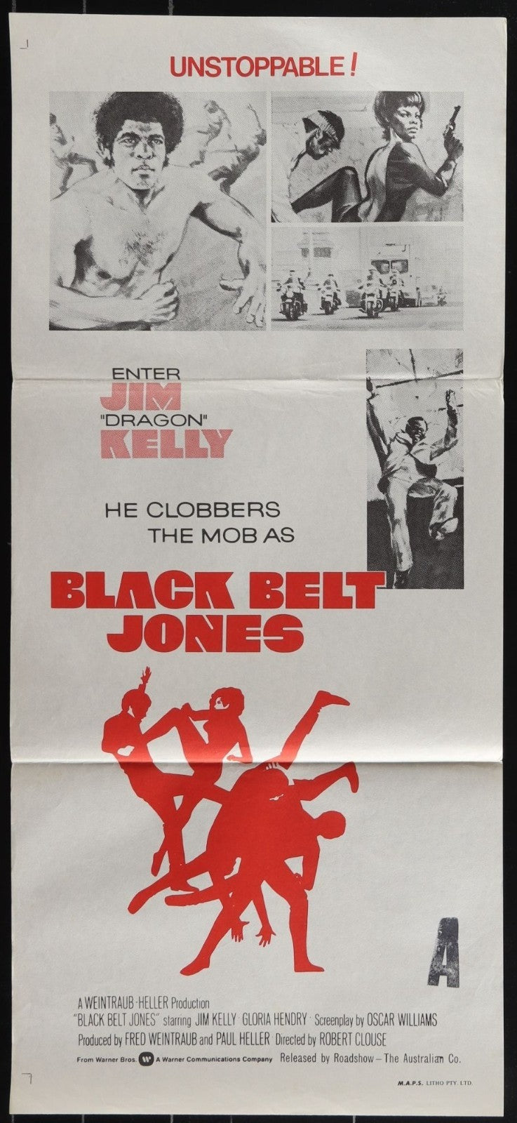 Black Belt Jones (1974) Original Australian Daybill Movie Poster Folded 13x30