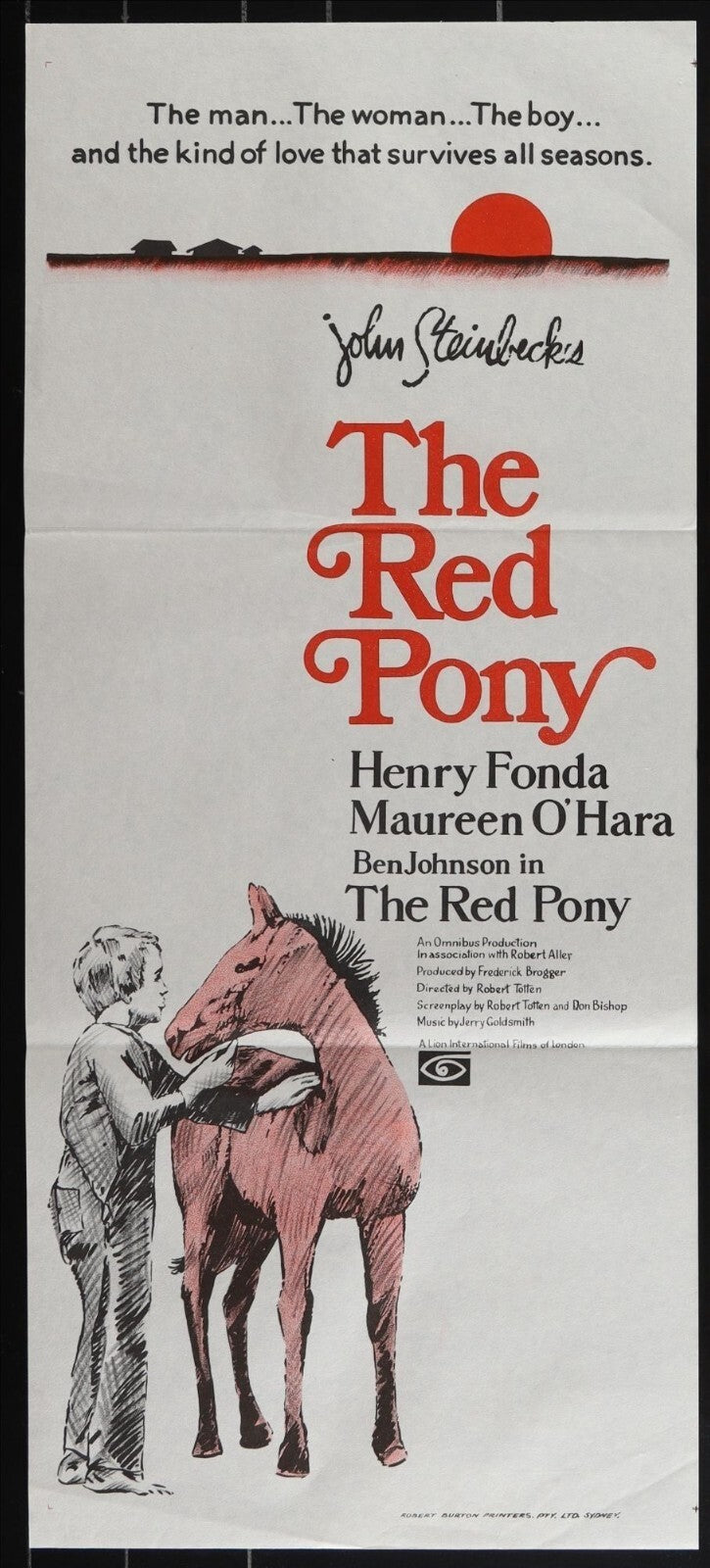 The Red Pony (1949) Original Australian Daybill Poster Folded 13x30