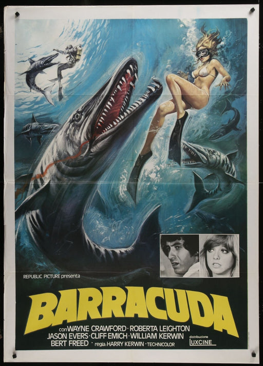 Barracuda (1978) Original Italian 1P Movie Poster Folded 39x55