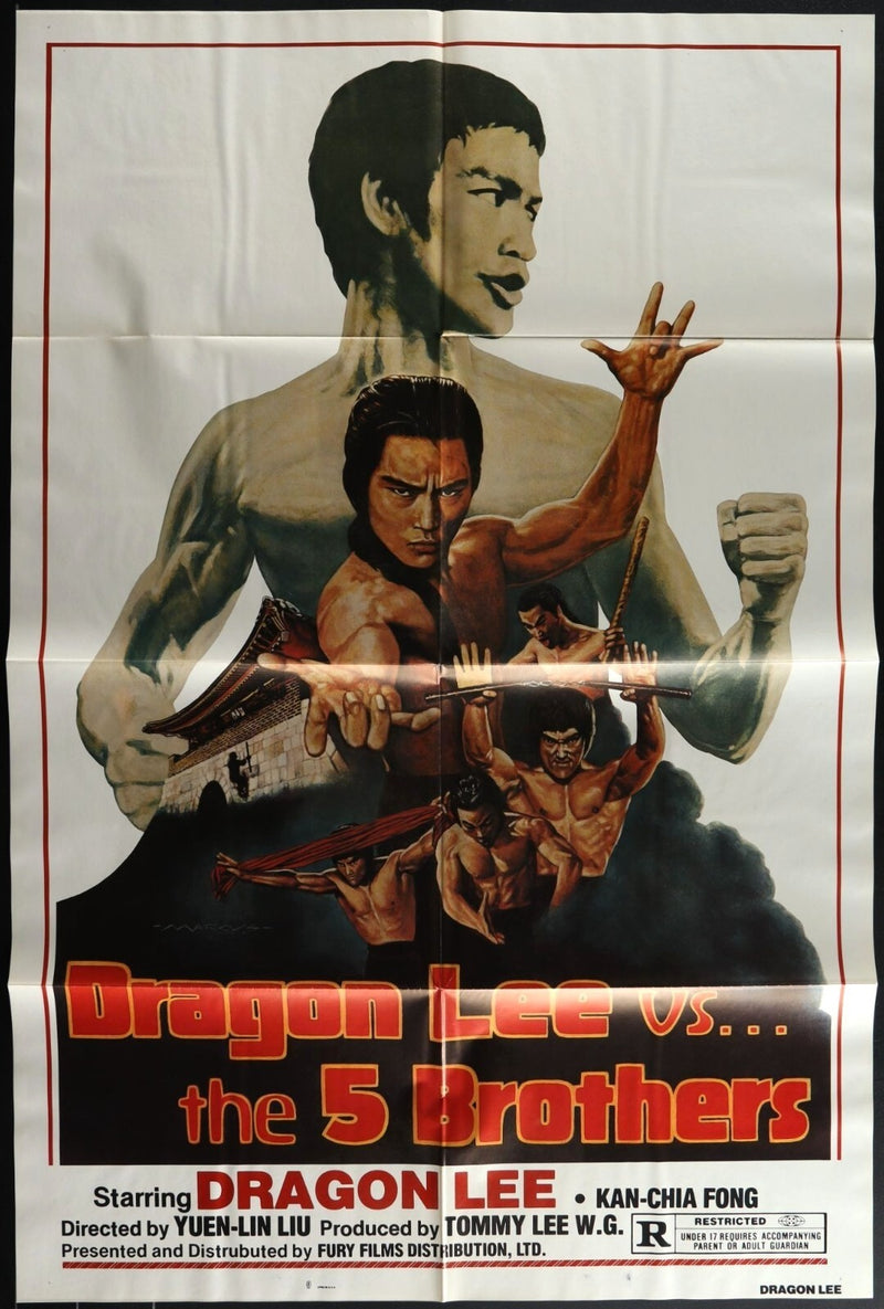 Dragon Lee VS. The 5 Brothers (1978) Original Movie Poster Folded 27x41EM8-437