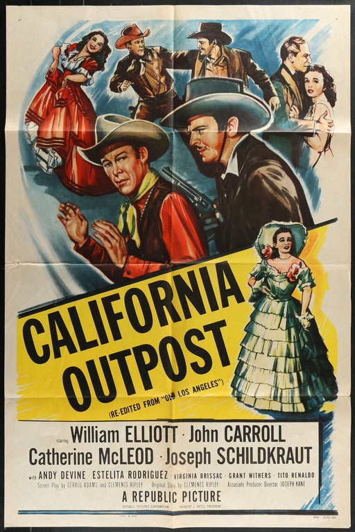 California Outpost (1947) Original Western Movie Poster Folded 27x41