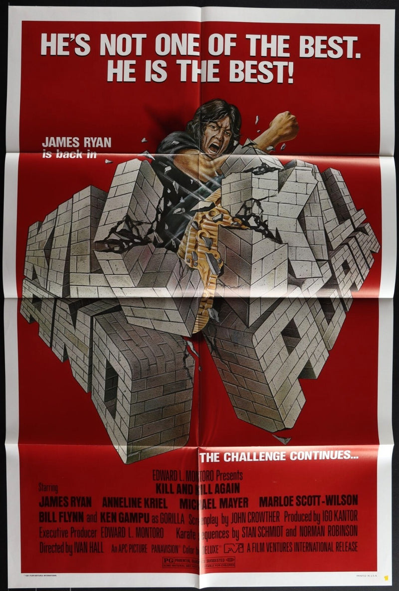 Kill And Kill Again (1981) Original Movie Poster Folded 27x41 EM8-433
