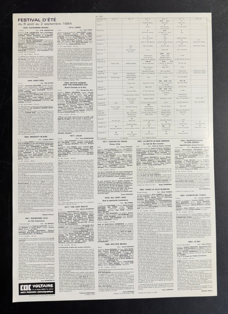 Festival d’Été (1984) CAC Voltaire Poster Rolled 15.75x22.75