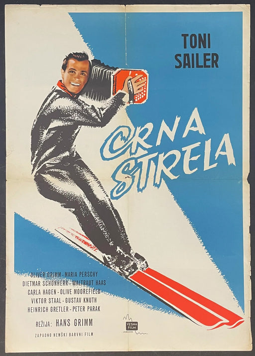 Crna Strela (1958) Original Yugoslav Ski Film Poster 19x27